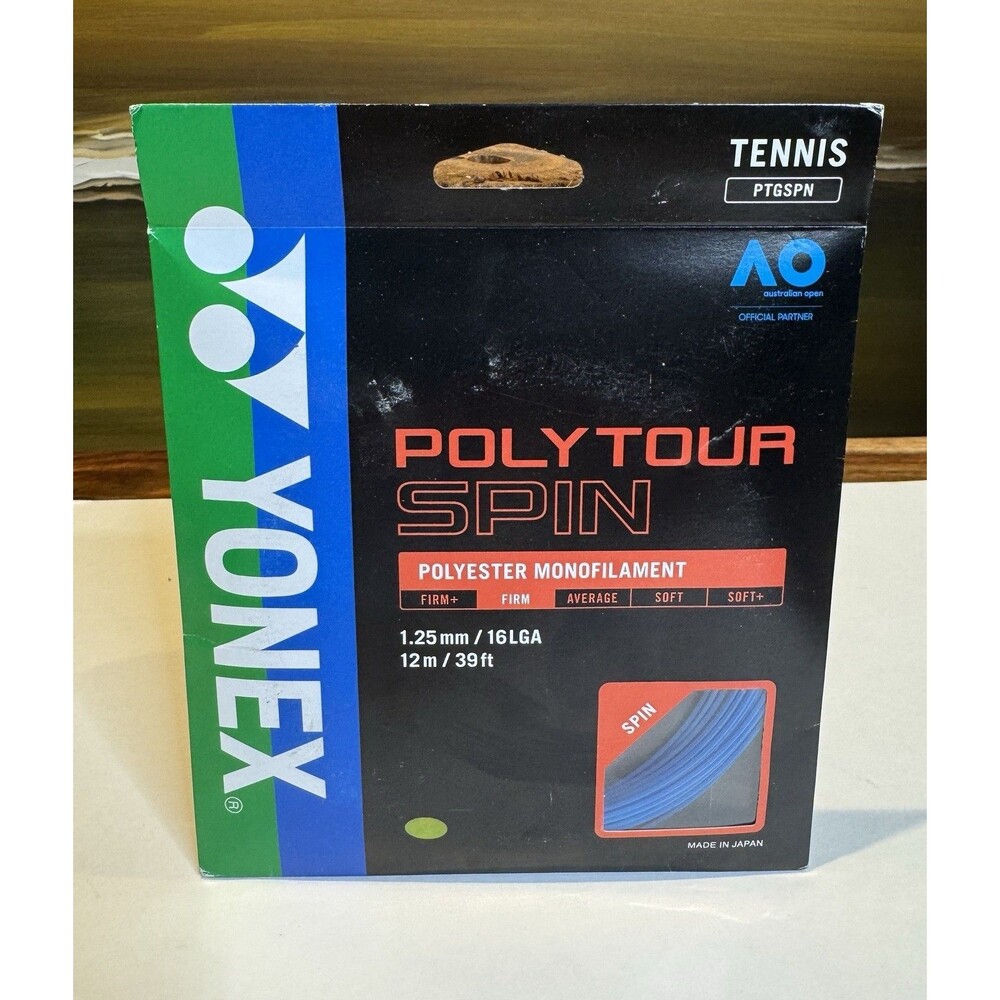 Yonex POLYTOUR SPIN PTGSPN 125 16L/1.25 Tennis Racquet String Cobalt Blue NEW